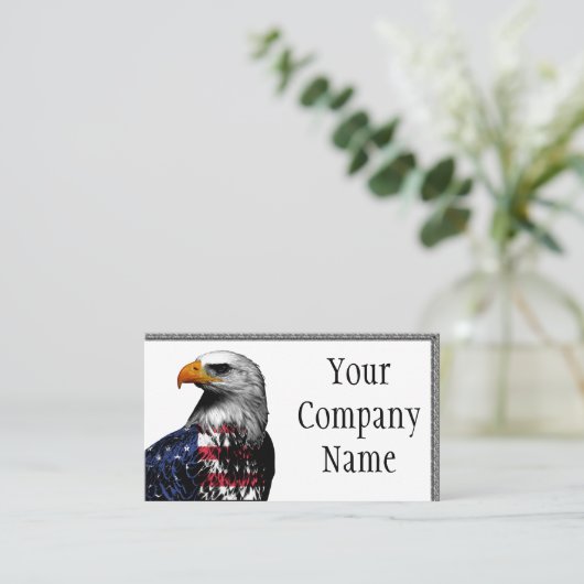 米国旗でおおわれている白頭鷲 名刺 (スタンド正面)