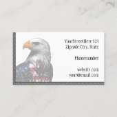 米国旗でおおわれている白頭鷲 名刺 (裏面)