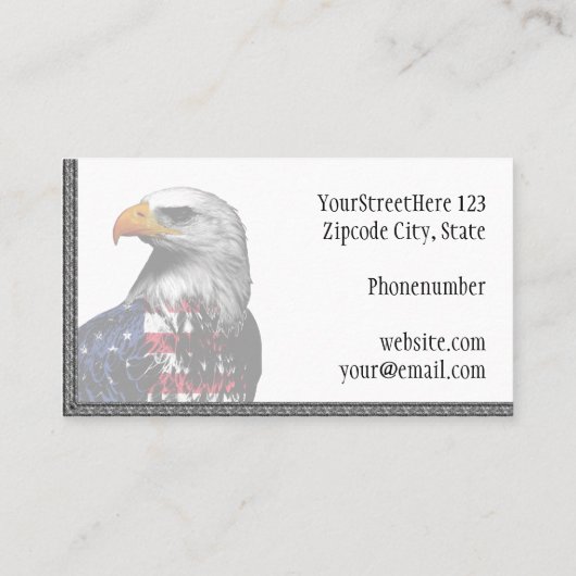 米国旗でおおわれている白頭鷲 名刺 (裏面)