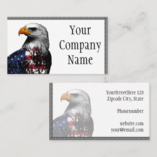 米国旗でおおわれている白頭鷲 名刺 (正面/裏面)