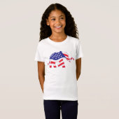 米国旗で構成されたゾウ Tシャツ (正面フル)