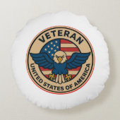 米国旗で退役軍人を讃える ラウンドクッション (裏面)