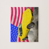 米国旗との1975年のコルベットのアカエイ ジグソーパズル (縦)