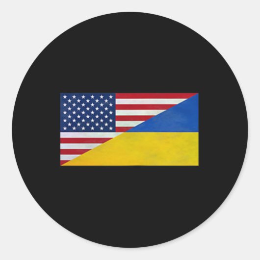 米国旗とウクライナ旗 - パートナーシップと同盟 ラウンドシール (正面)