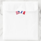 米国旗とフランス国旗 ラウンドシール (バッグ)