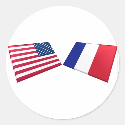 米国旗とフランス国旗 ラウンドシール (正面)