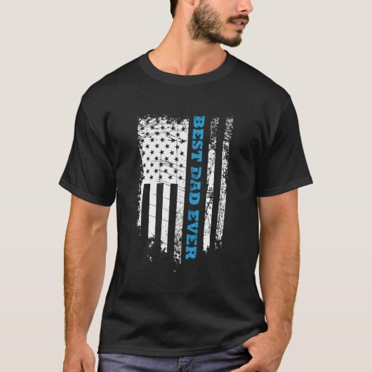 米国旗と父の日の最高のパパは今まで Tシャツ (正面)