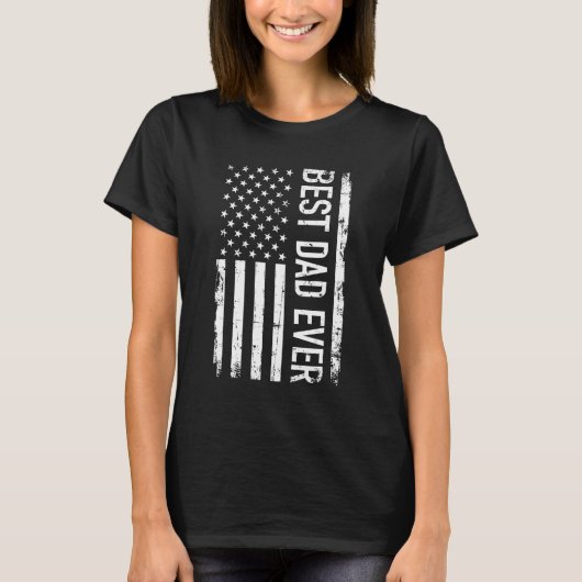 米国旗と父最高のの日のパパ Tシャツ (正面)
