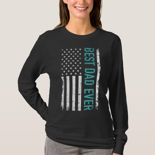 米国旗と父最高のの日のパパ Tシャツ (正面)
