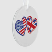 米国旗と英国国旗のハート オーナメント (正面)