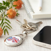米国旗と英国国旗のハート キーホルダー (側面)