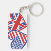 米国旗と英国国旗のハート キーホルダー (裏面)