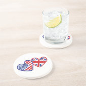 米国旗と英国国旗のハート コースター (側面)