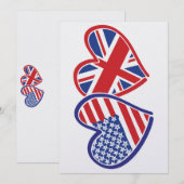 米国旗と英国国旗のハート シーズンカード (正面/裏面)