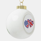 米国旗と英国国旗のハート セラミックボールオーナメント (左)