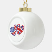 米国旗と英国国旗のハート セラミックボールオーナメント (右)