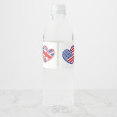 米国旗と英国国旗のハート ペットボトルラベル (裏面)