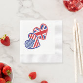 米国旗と英国国旗のハート 縁ありカクテルナプキン (インサイチュ)