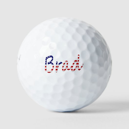 米国旗に上書きされた任意の名前be6 gbcnt ゴルフボール (正面)