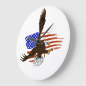 米国旗に対するベクターアメリカン・イーグル ラージ壁時計 (傾斜)