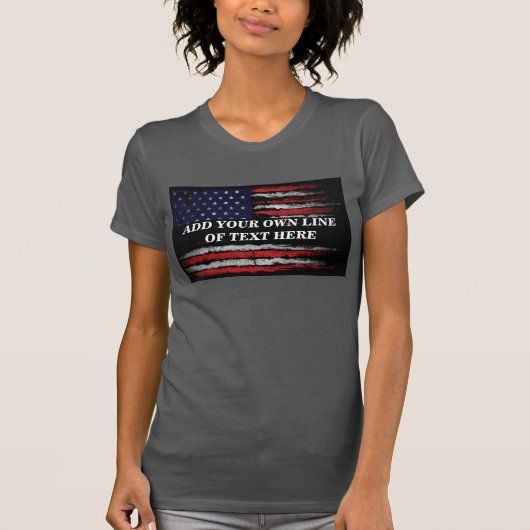 米国旗に文字グランジを追加 Tシャツ (正面)