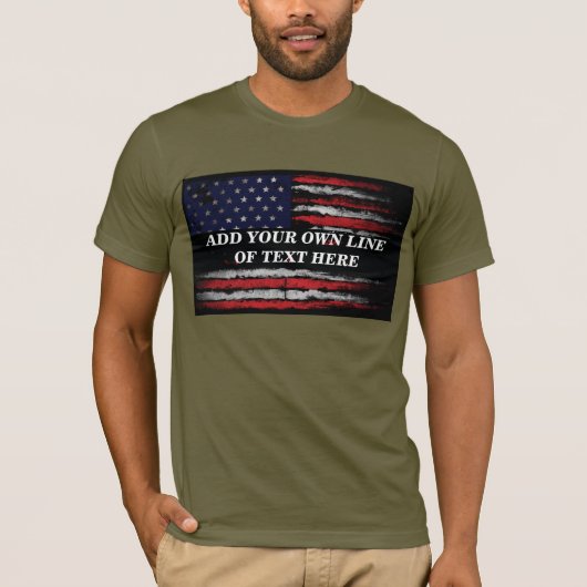 米国旗に文字グランジを追加 Tシャツ (正面)