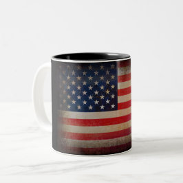 米国旗のカスタムなマグ|Coffee、ミルクまたは茶 ツートーンマグカップ