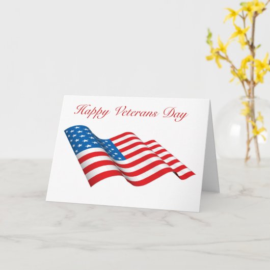 米国旗のカスタムの文字との幸せな復員軍人の日 カード (黄色い花)