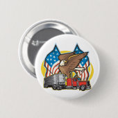 米国旗のトラック運転手 缶バッジ (正面&裏面)