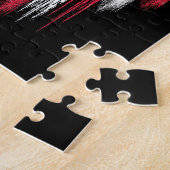 米国旗のハートの自閉症の認識度 ジグソーパズル (側面)