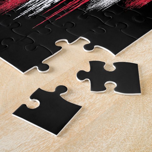 米国旗のハートの自閉症の認識度 ジグソーパズル (側面)