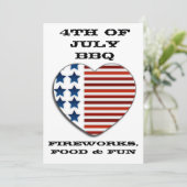 米国旗のハートの7月4日の招待 招待状 (スタンド正面)
