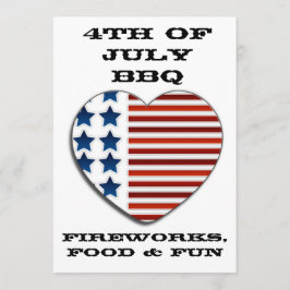 米国旗のハートの7月4日の招待 招待状