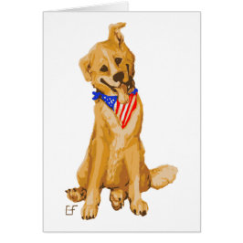 米国旗のバンダナを持つ"愛国心が強い子犬"犬