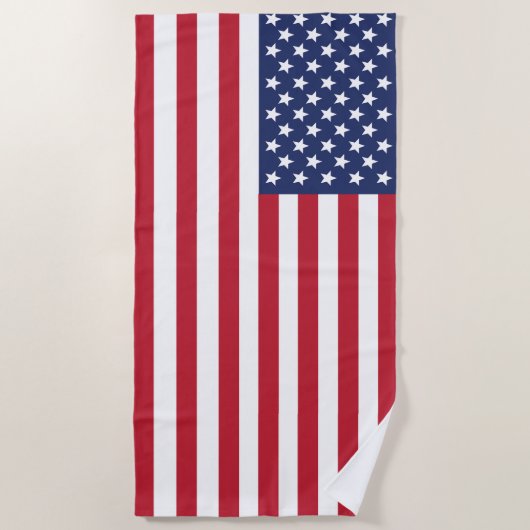 米国旗のビーチタオルはまたはあなたの文字、イメージを加えます ビーチタオル (正面)