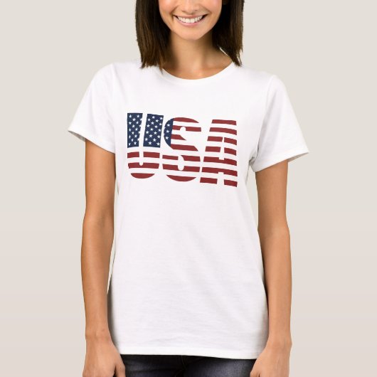 米国旗のワイシャツの女性の米国愛国心が強いアメリカ Tシャツ (正面)