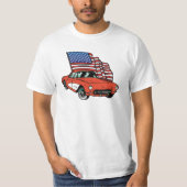米国旗のヴィンテージ筋肉車の価値Tシャツ Tシャツ (正面)
