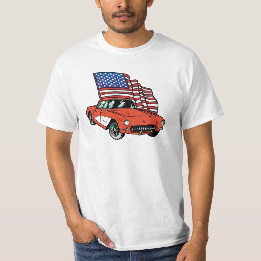 米国旗のヴィンテージ筋肉車の価値Tシャツ Tシャツ (正面)