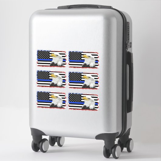 米国旗の上で警察のワシをサポート シール (スーツケース)