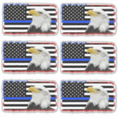 米国旗の上で警察のワシをサポート シール (正面)
