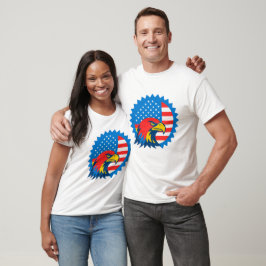 米国旗の上の激しいハゲのワシ Tシャツ
