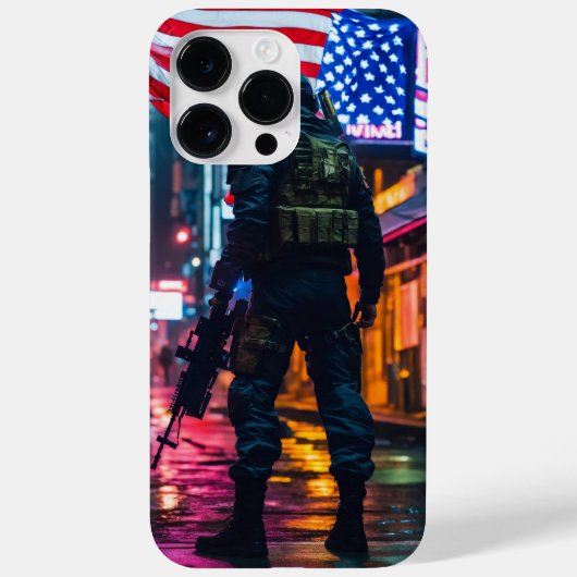 米国旗の兵士iPhone 14 Pro Maxケースカバー Case-Mate iPhoneケース (裏面)