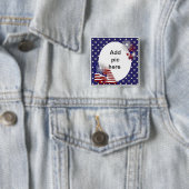 米国旗の写真フレーム 缶バッジ (インサイチュ)