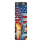 米国旗の反射を持つ消防車 タンブラー (裏面)