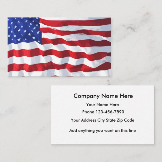 米国旗の名刺のデザイン 名刺 (正面/裏面)