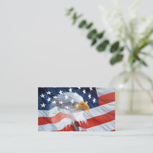 米国旗の名刺の白頭鷲 名刺 (スタンド正面)