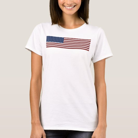 米国旗の女性スパゲッティ上 Tシャツ (正面)