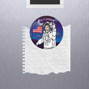 米国旗の宇宙飛行士の写真(青) マグネット