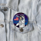 米国旗の宇宙飛行士の写真(青) 缶バッジ (インサイチュ)