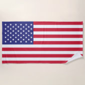 米国旗の愛国心が強い星条旗 ビーチタオル (正面)